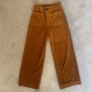 Anthropologie the Colette corduroy crop wide leg pants in caramel color